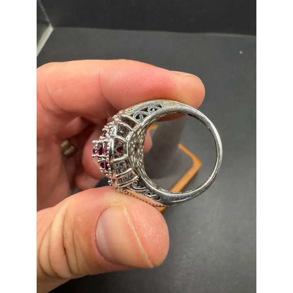 Chuck Clemency STS Sterling Silver 925 Rhodolite Garnet Cluster Ring Sz 10
